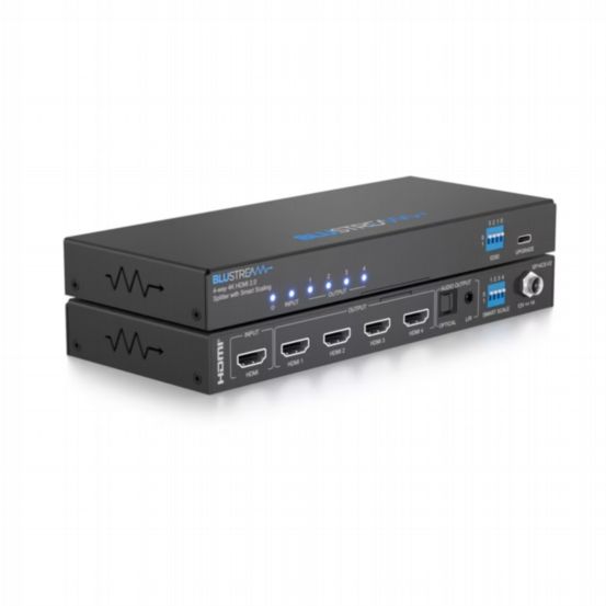 Blustream 4-Way 4K HDMI 2.0 Splitter with Smart Scaling, Audio Breakout & EDID Management