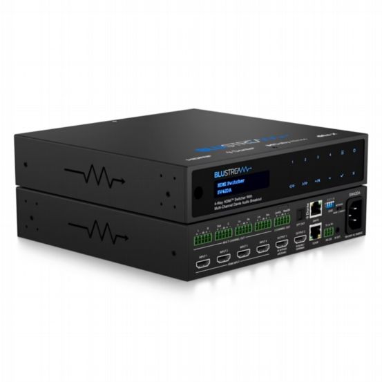 Blustream 4-Way HDMI Switcher with Multi-Channel Dante Audio Breakout