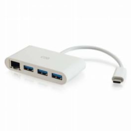 C2G C2G USB-C® to Ethernet Adapter with 3-Port USB Hub – White