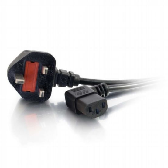 C2G 5m 18 AWG 90 Degree Power Cable (IEC320C13R to BS1363)