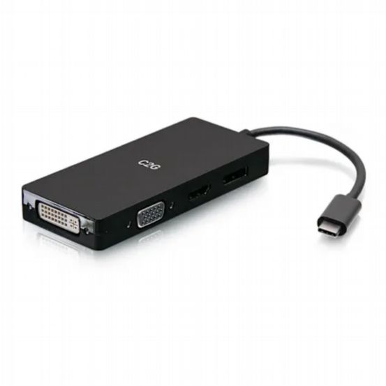 C2G USB-C® Multiport Adapter – 4-in-1 Video Adapter with HDMI®, DisplayPort™, DVI & VGA (4K 60Hz)