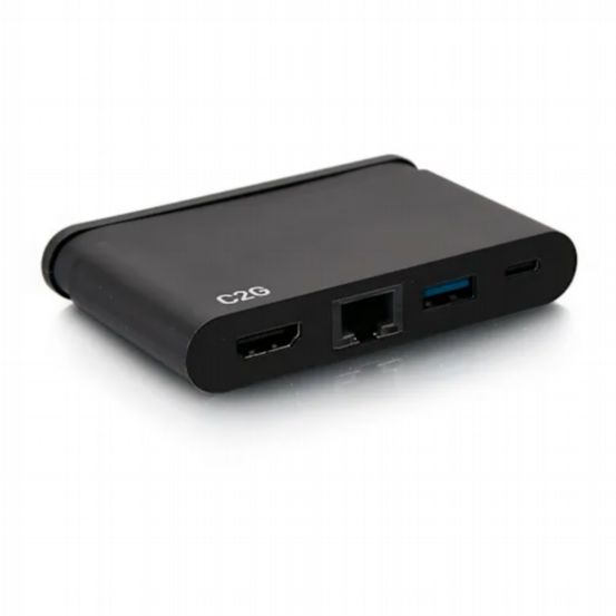 C2G USB-C 4-in-1 Compact Dock with HDMI, USB-A, Ethernet & USB-C Power Delivery (100W, 4K 30Hz)