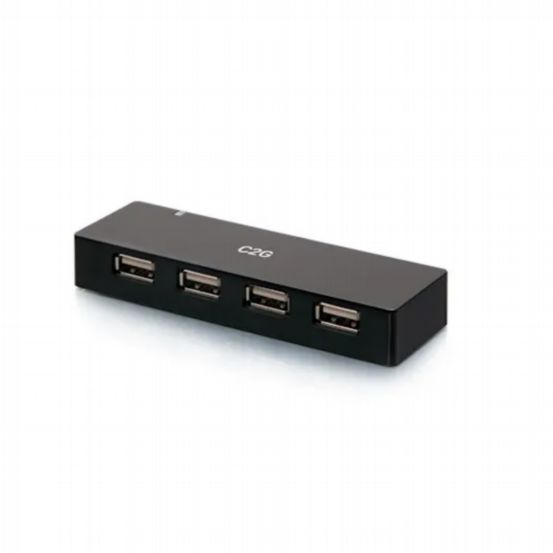 C2G 4-Port USB-A Hub with 5V 2A Power Supply – USB 2.0 (480Mbps)