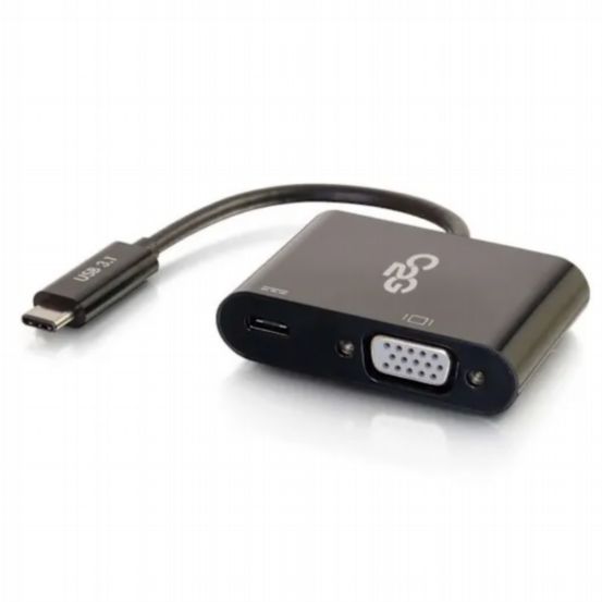 C2G USB-C to VGA Multiport Adapter with Power Delivery (60W) – Black