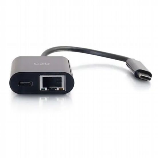 C2G USB-C to Ethernet Multiport Adapter with Power Delivery – Black