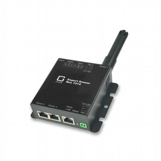 GUDE 7214-12 LAN Sensor Box for Environmental Monitoring with 4 Digital Inputs, PoE & Alarm Relay