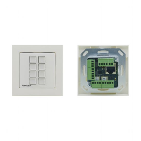 RC-308/EU-80/86(W) EU/UKSize 8button 1Gang Control Keypad  with 1 EU-Size & 1 UK-Size White Frame and 1 White Faceplate