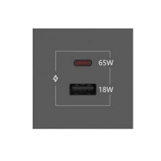 MC-C65W/A18W(B) Black USBC 65W port and USBA 18W port - fast charging