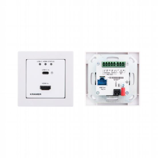 Kramer 4K60 4:2:0 HDMI & USB-C Wall-Plate Auto Switcher/Transmitter over Long-Reach HDBaseT – White