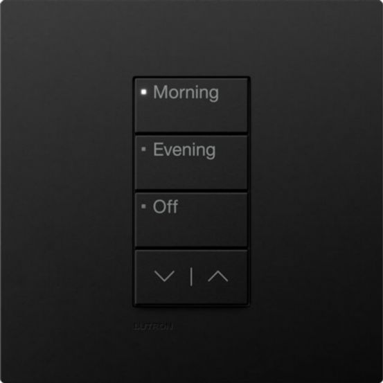 Lutron RadioRA 3 Button Tree 3 Button with Raise/Lower Time of Day – Black (Intensity RA3)