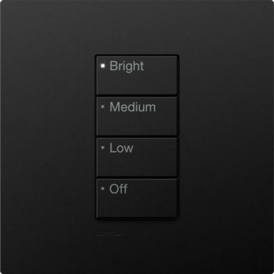 Lutron RadioRA 3 Button Tree 4 Button with Raise/Lower Time of Day – Black (Intensity RA3)