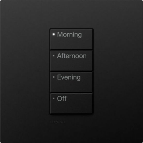 Lutron RadioRA 3 Button Tree 4 Button with Raise/Lower Time of Day – Black (Intensity RA3)