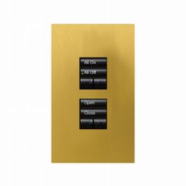 Lutron  Lutron HomeWorks® QS Wired seeTouch® Architectural Keypad – Non-Insert Style Dual Group with Dual Raise/Lower Keypad - Satin Brass