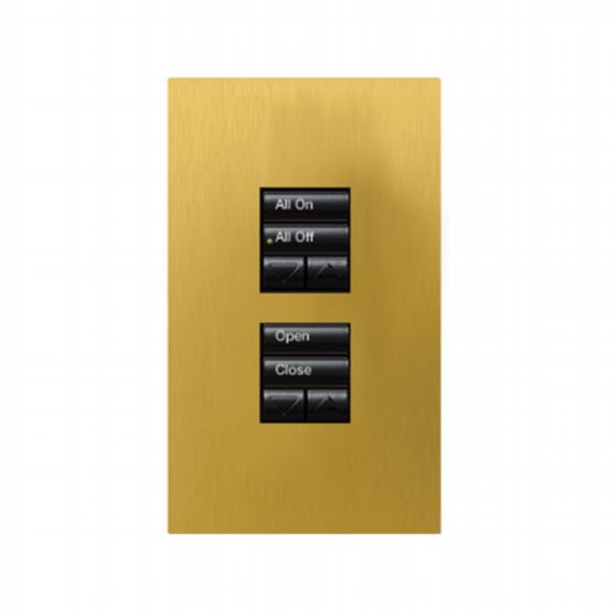 Lutron HomeWorks® QS Wired seeTouch® Architectural Keypad – Non-Insert Style Dual Group with Dual Raise/Lower Keypad - Satin Brass