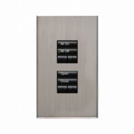 Lutron  Lutron HomeWorks® QS Wired seeTouch® Architectural Keypad – Non-Insert Style Dual Group with Dual Raise/Lower Keypad - Satin Nickel