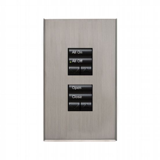 Lutron HomeWorks® QS Wired seeTouch® Architectural Keypad – Non-Insert Style Dual Group with Dual Raise/Lower Keypad - Satin Nickel
