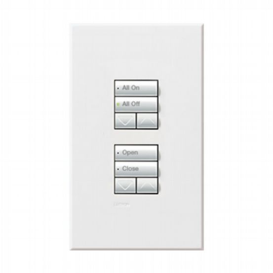 Lutron HomeWorks® QS Wired seeTouch® Architectural Keypad – Non-Insert Style Dual Group with Dual Raise/Lower Keypad - White