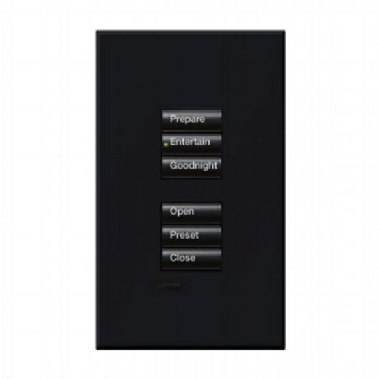 Lutron HomeWorks® QS Wired seeTouch® Architectural Keypad – Non-Insert Style Dual Group Keypad - Black