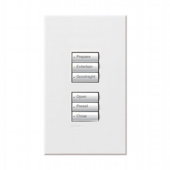 Lutron HomeWorks® QS Wired seeTouch® Architectural Keypad – Non-Insert Style Dual Group Keypad - Whit