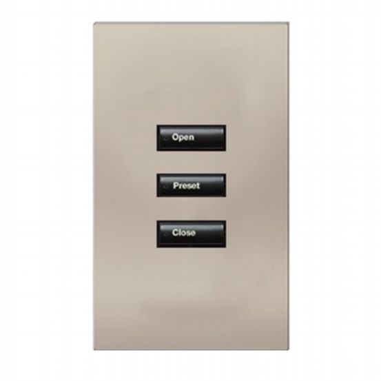 Lutron HomeWorks® QS Wired seeTouch® Architectural Keypad – Non-Insert Style 3 Button Keypad - Bright Nickel