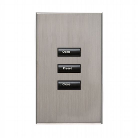 Lutron HomeWorks® QS Wired seeTouch® Architectural Keypad – Non-Insert Style 3 Button Keypad - Satin Nickel