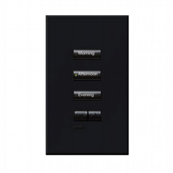 Lutron HomeWorks® QS Wired seeTouch® Architectural Keypad – Non-Insert Style 3 Button with Raise/Lower Keypad - Black