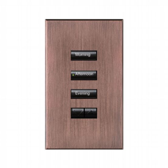 Lutron HomeWorks® QS Wired seeTouch® Architectural Keypad – Non-Insert Style 3 Button with Raise/Lower Keypad - Antique Bronz