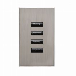 Lutron  Lutron HomeWorks® QS Wired seeTouch® Architectural Keypad – Non-Insert Style 3 Button with Raise/Lower Keypad - Satin Nickel