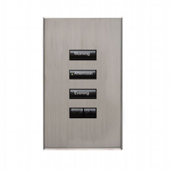 Lutron HomeWorks® QS Wired seeTouch® Architectural Keypad – Non-Insert Style 3 Button with Raise/Lower Keypad - Satin Nickel