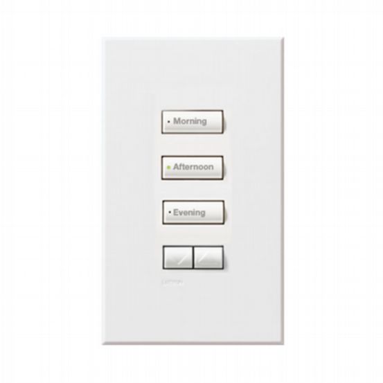 Lutron HomeWorks® QS Wired seeTouch® Architectural Keypad – Non-Insert Style 3 Button with Raise/Lower Keypad - White