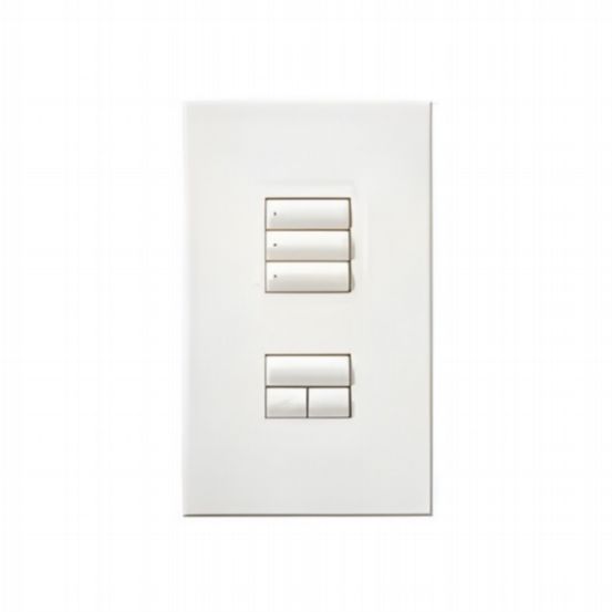 Lutron HomeWorks® QS Wired seeTouch® Architectural Keypad – Non-Insert Style 3 Scene with Raise/Lower Keypad - White