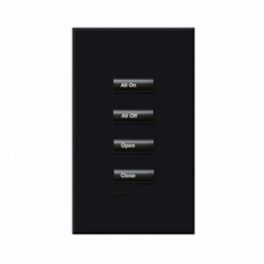 Lutron  Lutron HomeWorks® QS Wired seeTouch® Architectural Keypad – Non-Insert Style 4 Button Keypad - Black