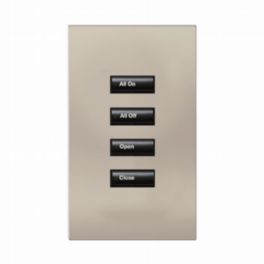Lutron  Lutron HomeWorks® QS Wired seeTouch® Architectural Keypad – Non-Insert Style 4 Button Keypad - Bright Nickel
