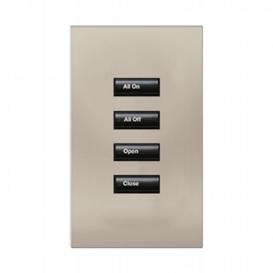Lutron HomeWorks® QS Wired seeTouch® Architectural Keypad – Non-Insert Style 4 Button Keypad - Bright Nickel
