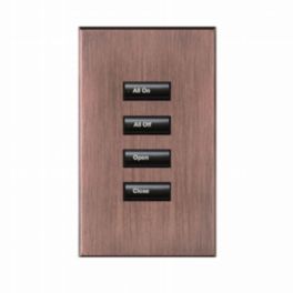 Lutron  Lutron HomeWorks® QS Wired seeTouch® Architectural Keypad – Non-Insert Style 4 Button Keypad - Antique Bronze