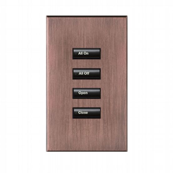 Lutron HomeWorks® QS Wired seeTouch® Architectural Keypad – Non-Insert Style 4 Button Keypad - Antique Bronze