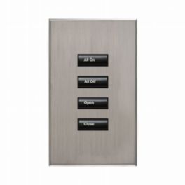 Lutron  Lutron HomeWorks® QS Wired seeTouch® Architectural Keypad – Non-Insert Style 4 Button Keypad - Satin Nickel