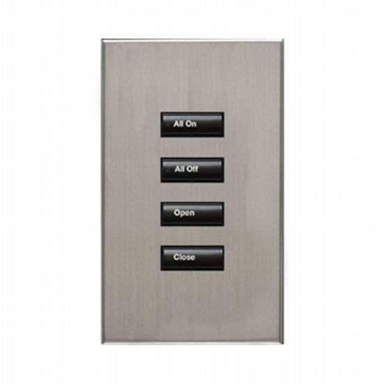 Lutron HomeWorks® QS Wired seeTouch® Architectural Keypad – Non-Insert Style 4 Button Keypad - Satin Nickel