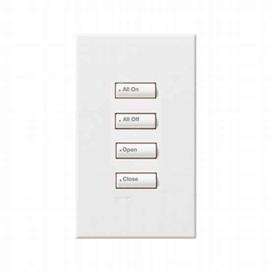 Lutron HomeWorks® QS Wired seeTouch® Architectural Keypad – Non-Insert Style 4 Button Keypad - White
