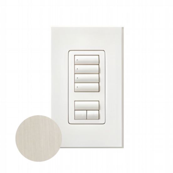 Lutron HomeWorks® QS Wired seeTouch® Architectural Keypad – Insert Style 4 Scene with Raise/Lower Keypad - Satin Nickel