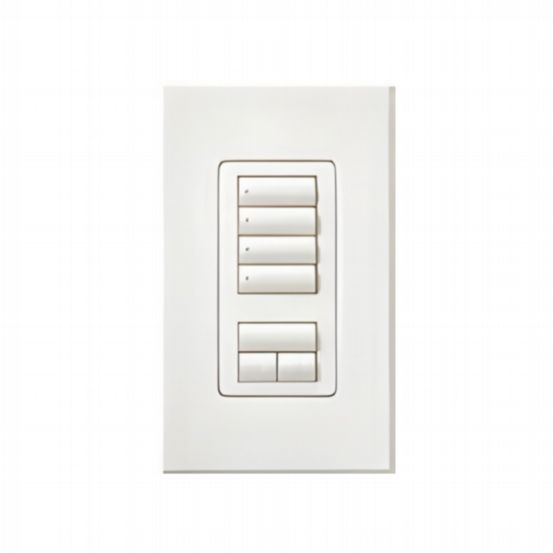 Lutron HomeWorks® QS Wired seeTouch® Architectural Keypad – Insert Style 4 Scene with Raise/Lower Keypad - White