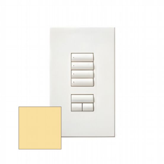 Lutron HomeWorks® QS Wired seeTouch® Architectural Keypad – Non-Insert Style 4 Scene with Raise/Lower Keypad - Bright Brass