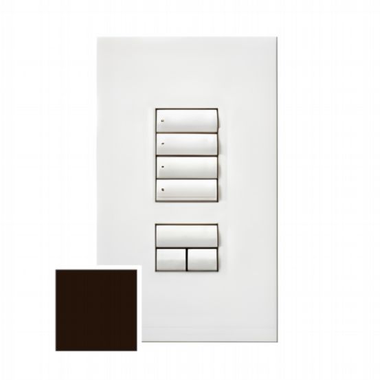 Lutron HomeWorks® QS Wired seeTouch® Architectural Keypad – Non-Insert Style 4 Scene with Raise/Lower Keypad - Brown