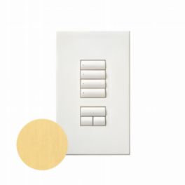 Lutron  Lutron HomeWorks® QS Wired seeTouch® Architectural Keypad – Non-Insert Style 4 Scene with Raise/Lower Keypad - Satin Brass