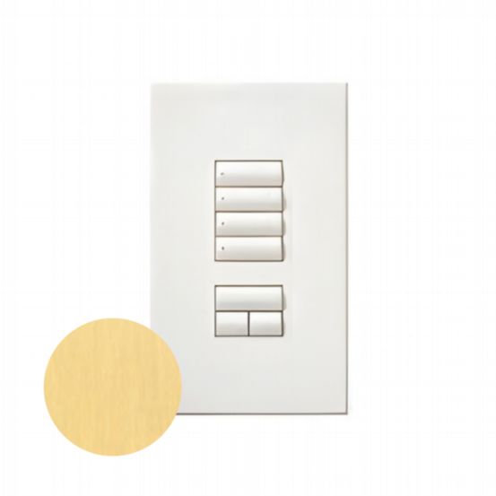 Lutron HomeWorks® QS Wired seeTouch® Architectural Keypad – Non-Insert Style 4 Scene with Raise/Lower Keypad - Satin Brass