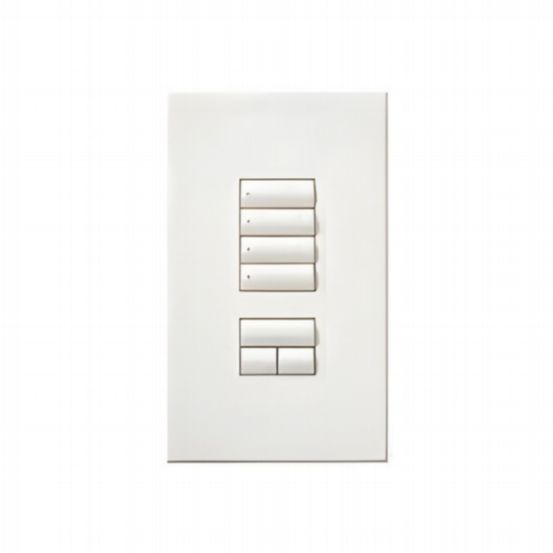 Lutron HomeWorks® QS Wired seeTouch® Architectural Keypad – Non-Insert Style 4 Scene with Raise/Lower Keypad - White