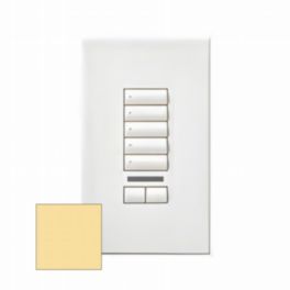 Lutron  Lutron HomeWorks® QS Wired seeTouch® Architectural Keypad – Non-Insert Style 5 Button with Raise/Lower Keypad and Infrared Receiver - Bright Brass