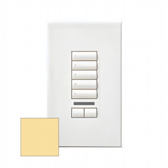 Lutron HomeWorks® QS Wired seeTouch® Architectural Keypad – Non-Insert Style 5 Button with Raise/Lower Keypad and Infrared Receiver - Bright Brass