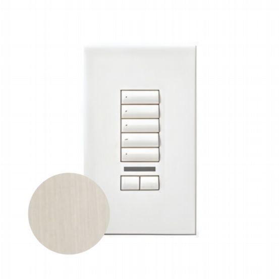 Lutron HomeWorks® QS Wired seeTouch® Architectural Keypad – Non-Insert Style 5 Button with Raise/Lower Keypad and Infrared Receiver - Satin Nickel