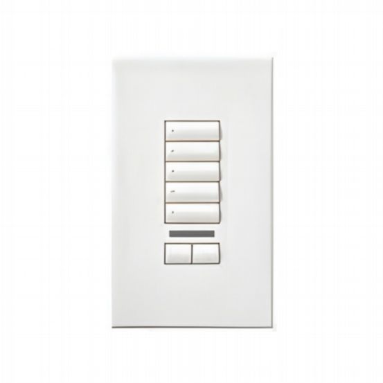 Lutron HomeWorks® QS Wired seeTouch® Architectural Keypad – Non-Insert Style 5 Button with Raise/Lower Keypad and Infrared Receiver - White